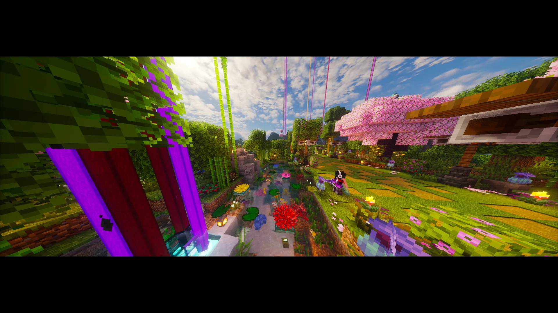 Gardens and water in Minecraft.